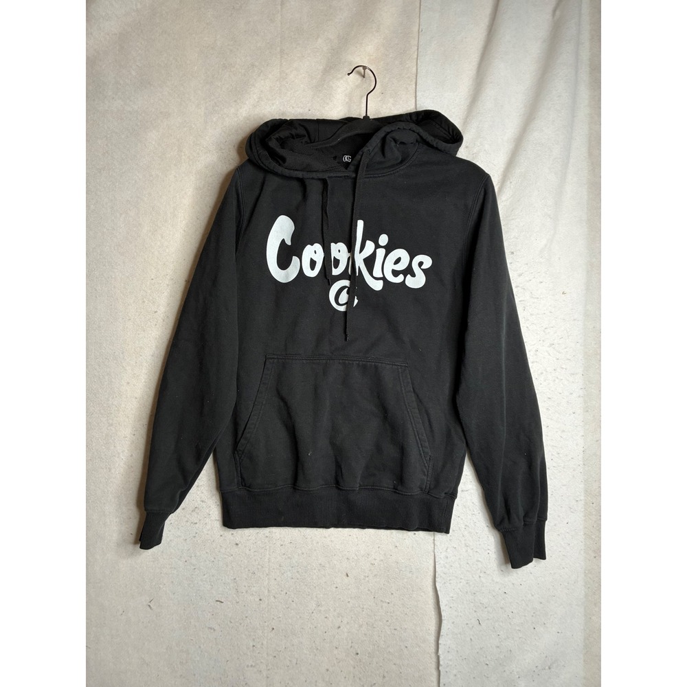 Knock off Cookies SF Mens Script Logo Hoodie Black Fleece Pullover Sweatshirt S